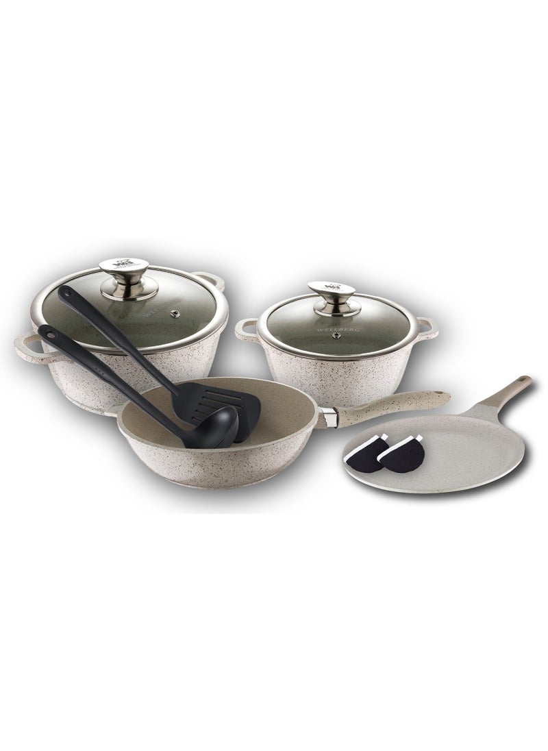 Wellberg - GRANIT LINE CAST ALUMINUM INDUCTION BOTTOM 10PCS COOKWARE SET - Image 1