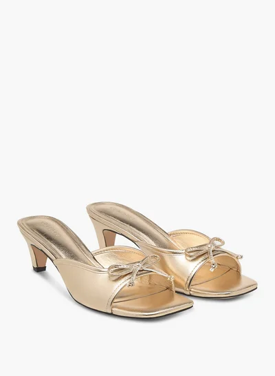 Celeste Women's Bow Accent Slip-On Sandals with Kitten Heels