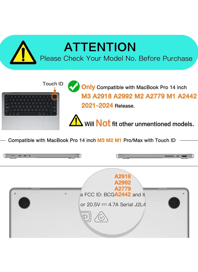 Generic - Compatible with MacBook Pro 14 inch Case 2023 2022 2021 Release M3 A2918 A2992 M2 A2779 M1 A2442 Pro Max Chip with Touch ID, Protective Plastic Hard Shell Case Cover, Black - Image 1