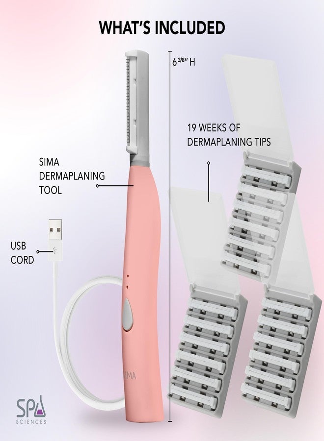 SPA SCIENCES - SIMA Patented Dermaplane Razor for Women Face - Painless 2-in-1 Facial Exfoliation & Peach Fuzz Hair Removal - Anti-Aging - 3 Speeds - Rechargeable - 19 Weeks Treatment - Image 5
