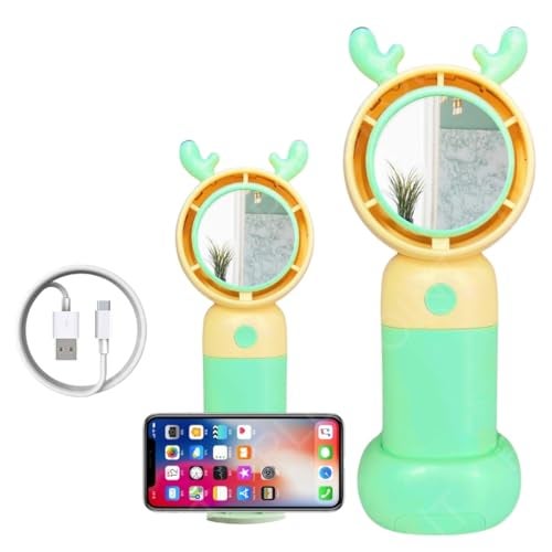 PLUSPOINT Mini Portable Fan, Powerful Hand Fan Cute Design 3 Speed Personal Small Desk Fan with stand, Light weight Rechargeable USB Handheld Fan for Girls, Women, Men, Kids, Indoor, Outdoor - Image 1