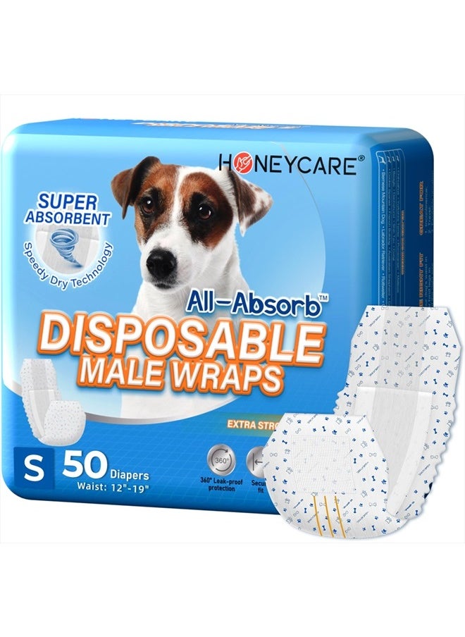 HONEY CARE All-Absorb A26 Male Dog Wrap, 50 Count, Small  - Image 1