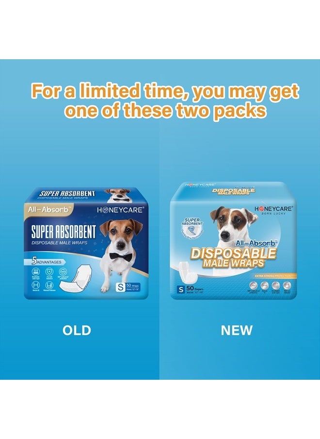 HONEY CARE All-Absorb A26 Male Dog Wrap, 50 Count, Small  - Image 2