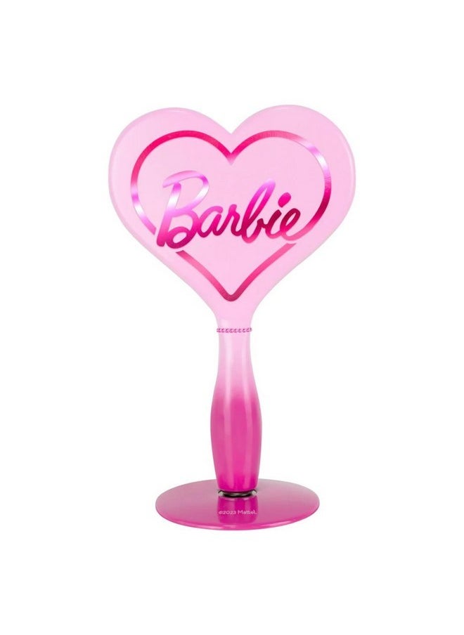 IMPRESSIONS VANITY · COMPANY Impressions Vanity Barbie Led Handheld Makeup Mirror With Standing Base, Portable Travel Hand Held Mirror With Heart Shaped Lighting, Adjustable Brightness, Magnetic Ball Stand  - Image 2