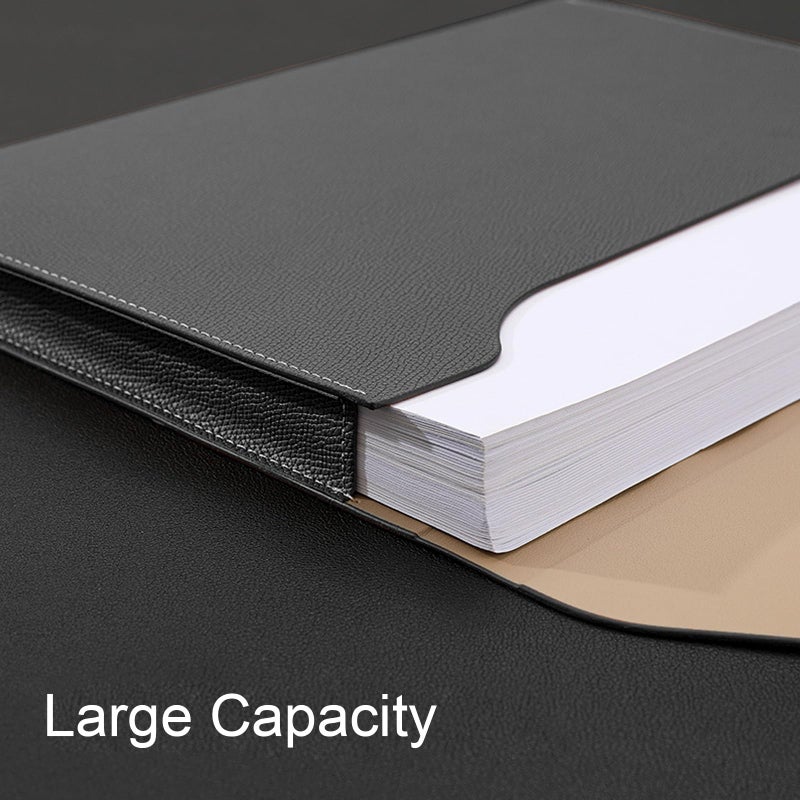 VANRA Expanding File Folder Organizer PU Leather Document Holder File Pocket Envelope Portfolio Bag with Hand Strap and Magnetic Closure for A4 Letter Size Paper (Black) - Image 3