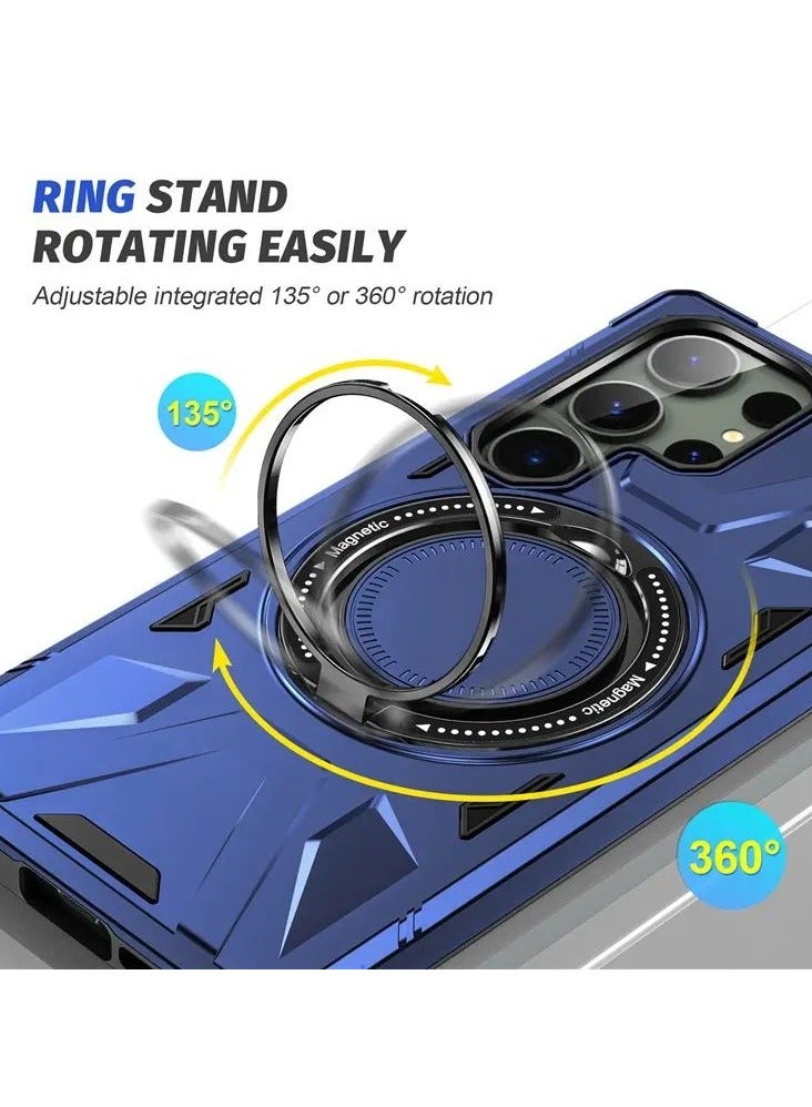 كولور فانس غطاء هاتف سامسونج جالاكسي S24 ألترا مقاوم للخدوش مع تصميم مسند دوار 360 درجة - أزرق بحري - Image 2