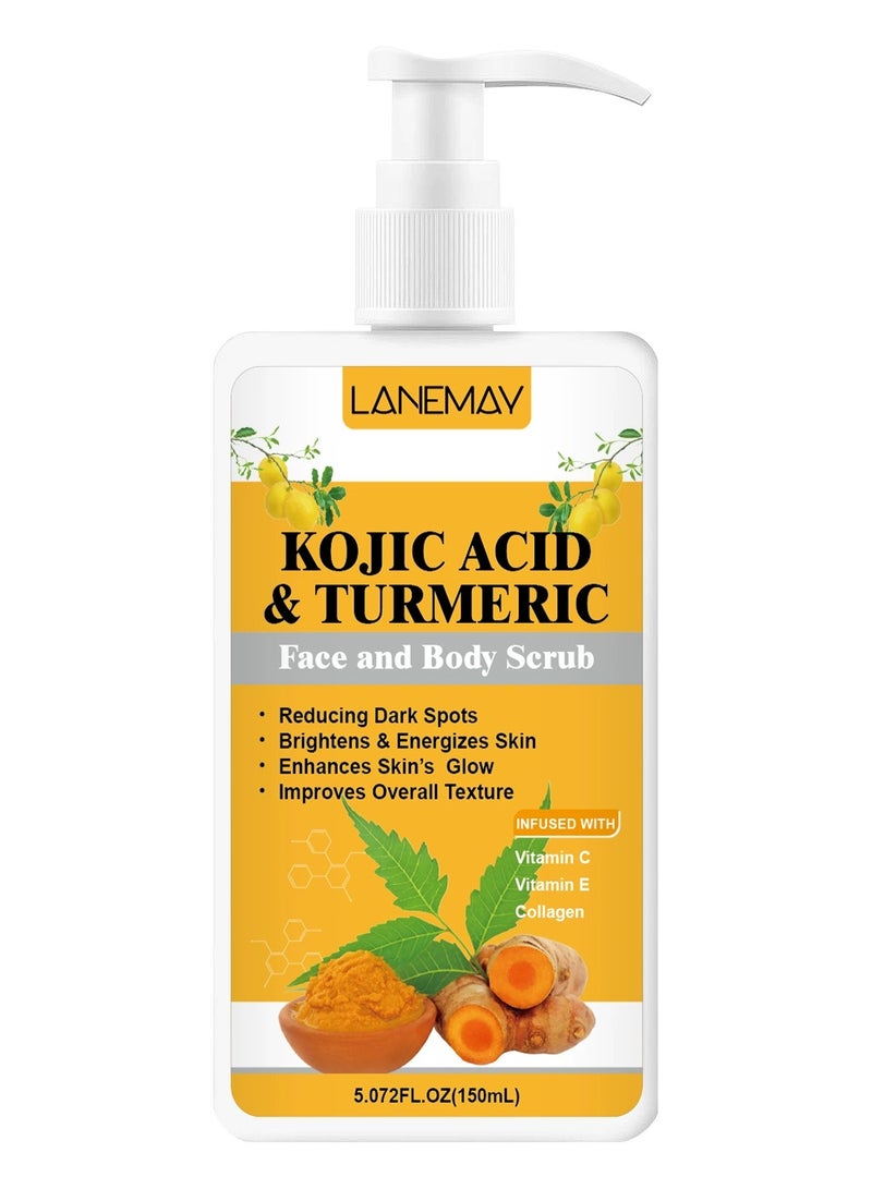 LANEMAY Turmeric Body Scrub – Deep Cleansing Exfoliating Moisturizing Scrub, Infused with Multivitamins for Smooth Skin - Image 1