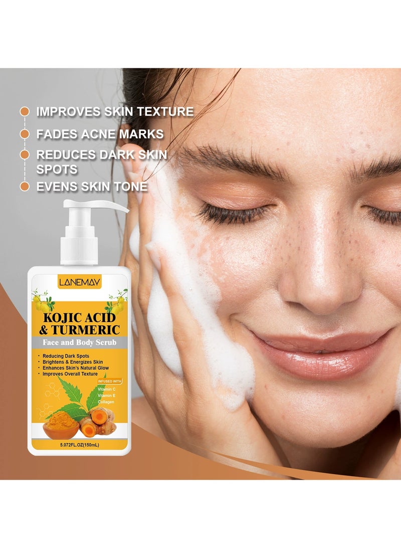 LANEMAY Turmeric Body Scrub – Deep Cleansing Exfoliating Moisturizing Scrub, Infused with Multivitamins for Smooth Skin - Image 3