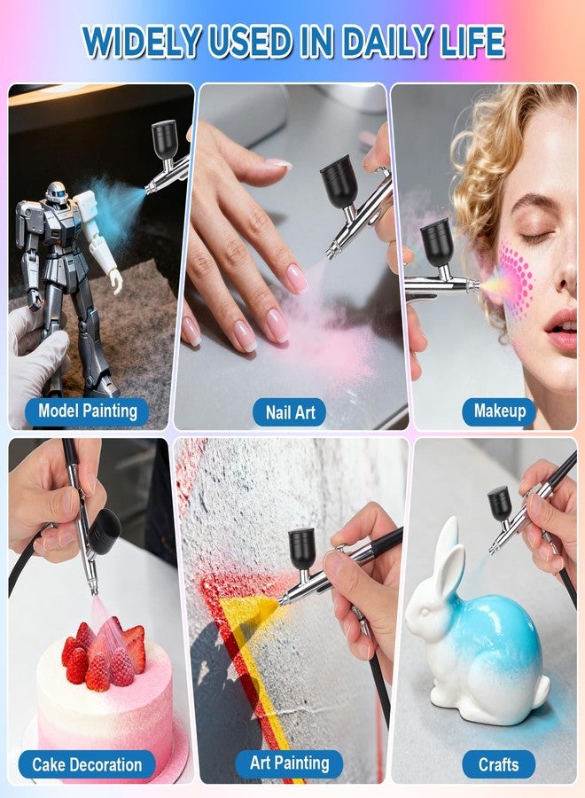 TURNRISE Airbrush Kit with Air Compressor: 50PSI High Pressure Air Brush Kit with 0.2/0.3/0.5mm Nozzle & Cleaning Set for Painting, Modeling, Cake Decorating, Makeup, Nails, Crafts - Image 5