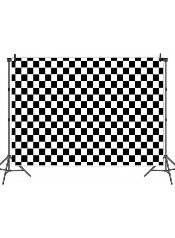 Fanghui Cosplay Party Banner Checkered Flag Photography Backdrop Vinyl 7x5ft Photo Background White and Black Racing Checker Texture Grid Birthday Chess Board Decoration Supplies Photo Booth Studio Props - Image 3