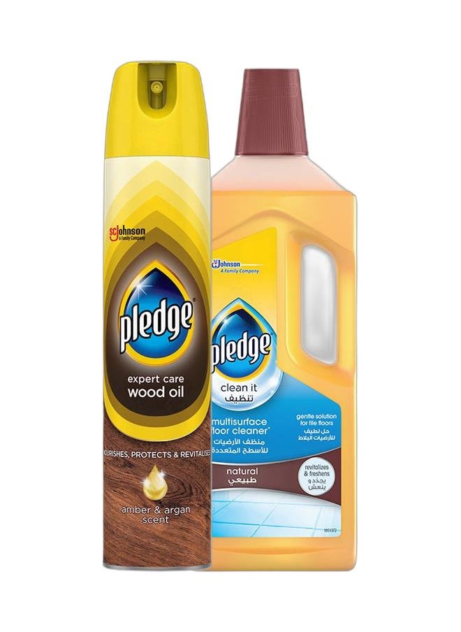 Pledge Multisurface Floor Cleaner Yellow 750ml + Revive It Moisturising Oil With Amber And Argan Scent 250ml Bundle  - Image 1