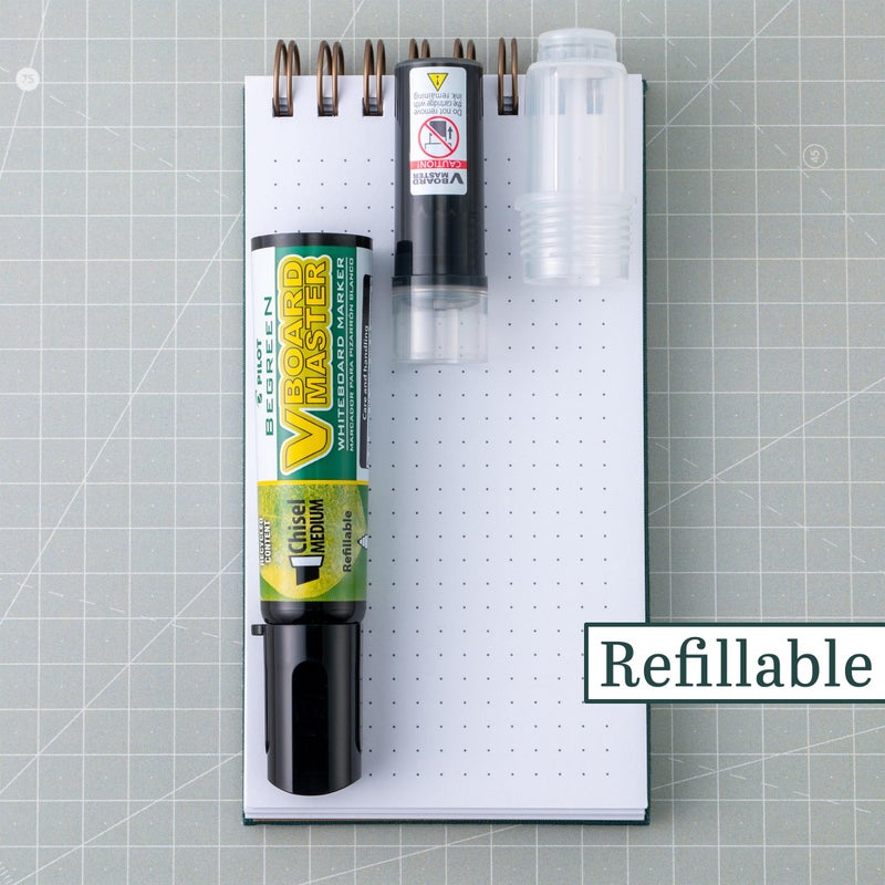 PILOT V Board Master BeGreen Refillable White Board Markers, Chisel Tip, Black Ink, 12 Count - Image 2