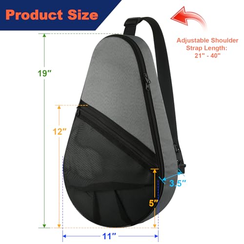 Cosmos Padel Racket Bag Pickleball Paddle Sling Backpack Padel Racquet Storage Bag, Padel (Paddel Tennis) Equipment Carrying Bag with Mesh Pocket for 2 Paddles Ball Water Bottle & Accessory (Gray) - Image 2