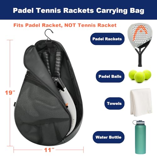 Cosmos Padel Racket Bag Pickleball Paddle Sling Backpack Padel Racquet Storage Bag, Padel (Paddel Tennis) Equipment Carrying Bag with Mesh Pocket for 2 Paddles Ball Water Bottle & Accessory (Gray) - Image 3