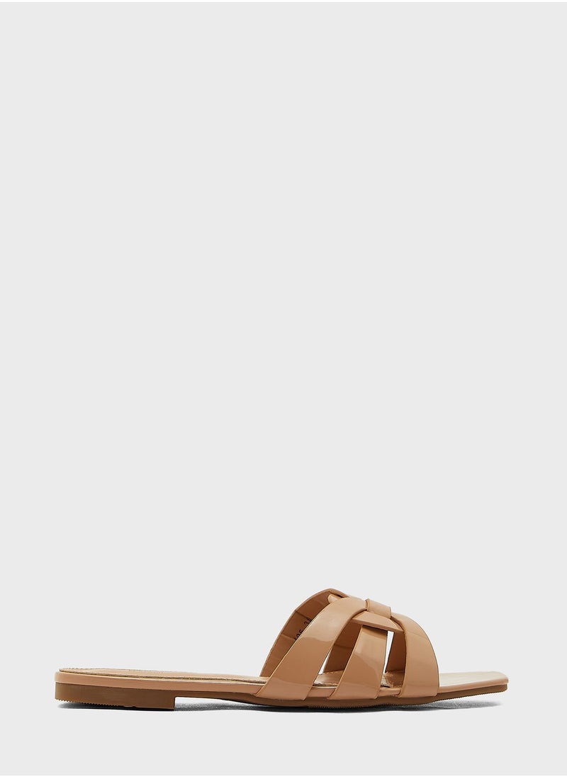 Ginger - Interwoven Patent Flat Sandal - Image 1