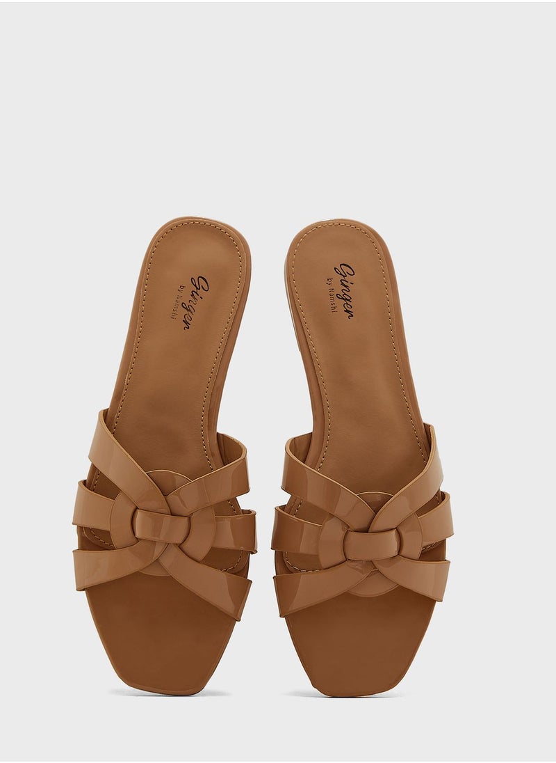 Ginger - Interwoven Patent Flat Sandal - Image 1