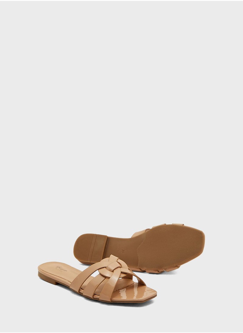 Ginger - Interwoven Patent Flat Sandal - Image 1