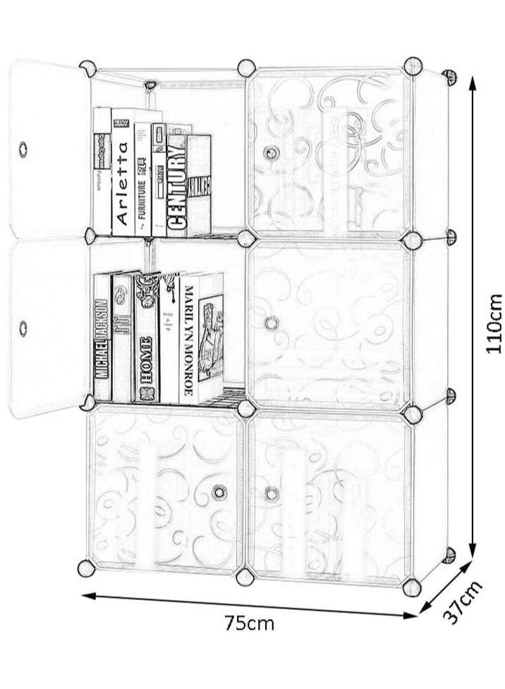 DubaiGallery 6 Cube Double Plastic Modular Storage Closet Organizer Cabinet Shoe Rack Cabinet Cube  - Image 3