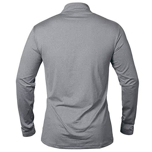 MANSDOUR Men's Active Sports Shirt 1/4 Zip Performance Long Sleeve Workout Running T Shirt Pullover Tops Light Grey - Image 3