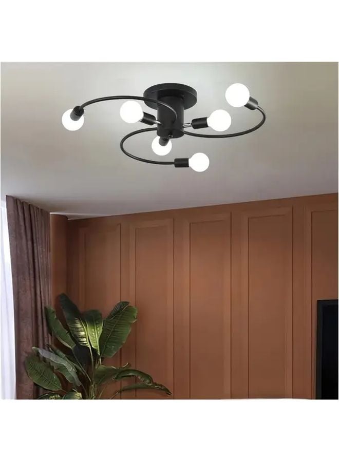 Modern Sputnik Chandelier 6 Light Black Ceiling Fixture For Living Room Kitchen - Image 3