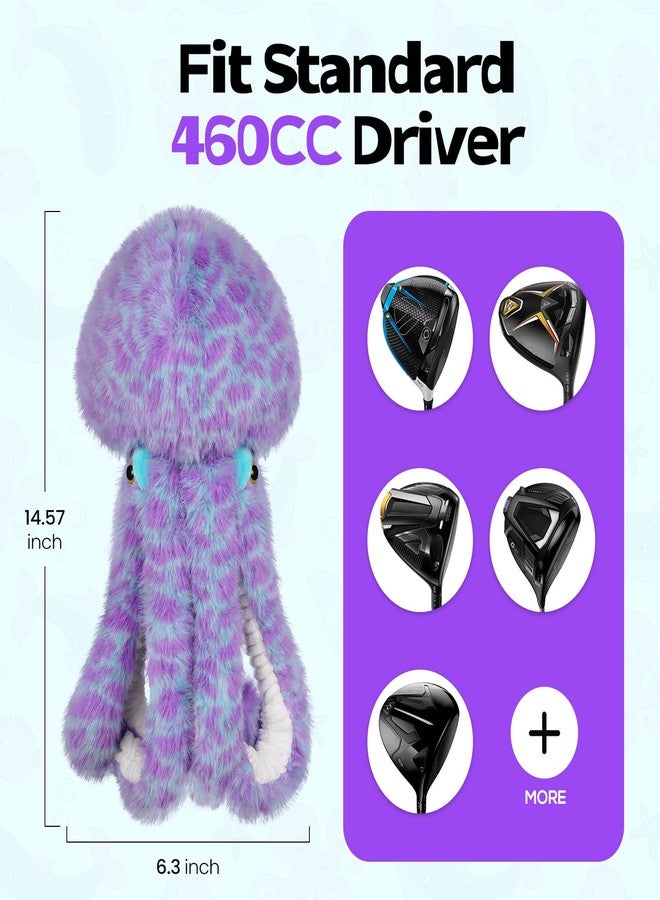 mytag Spots Octopus Driver Headcover Funny Golf Club Head Covers Animal Plush Golf Headcover Purple/Blue - Image 5