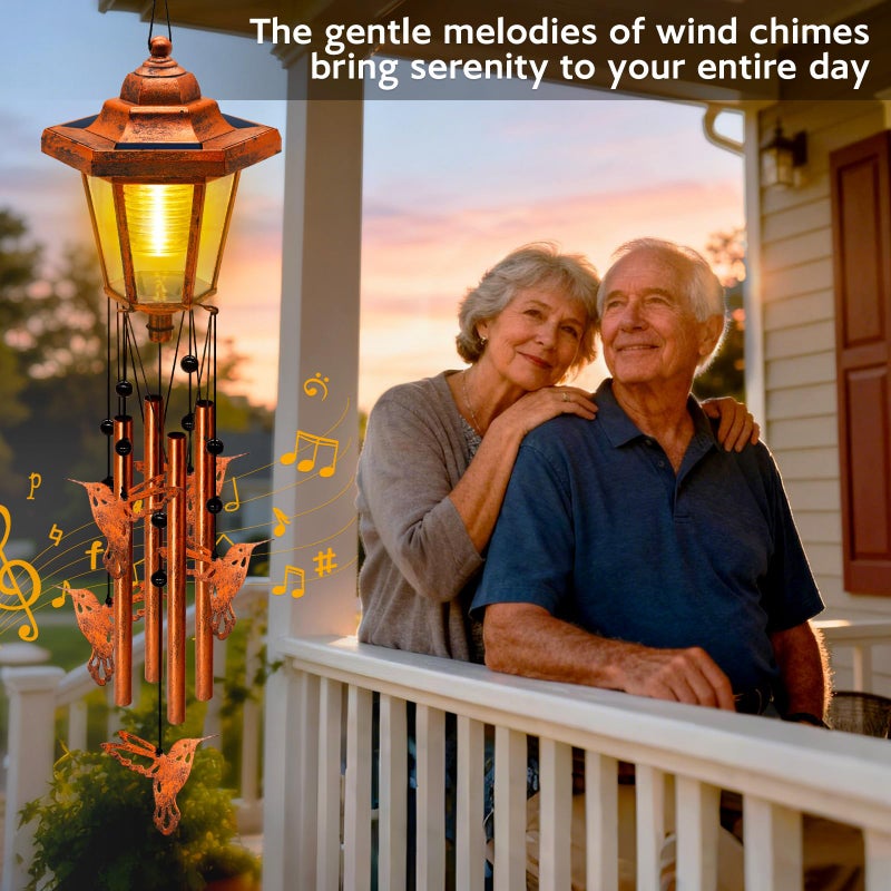 yulloyello Large Solar Hummingbird Wind Chimes with Wind Catcher/Solar Decor Light to Create a Zen Atmosphere Suitable for Outdoor, Garden, Patio Decor Classic Bronze Wind Chimes as A Memorial Gift for Unisex - Image 4