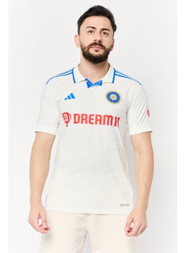 Adidas Men Sportswear Fit Short Sleeve Dream 11 Cricket Jersey, Off White  - Image 1