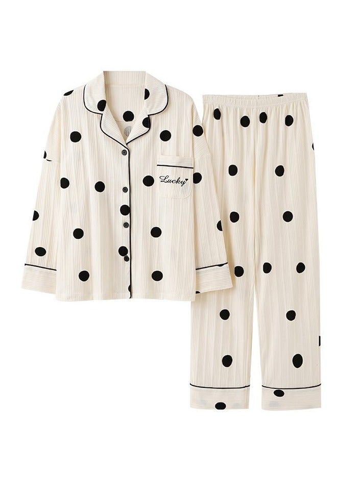 Women's pajama set, cotton long sleeve two-piece casual pajamas  - Image 1