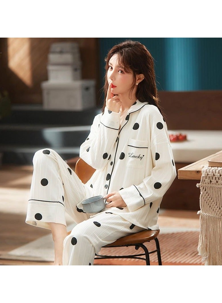 Women's pajama set, cotton long sleeve two-piece casual pajamas  - Image 4