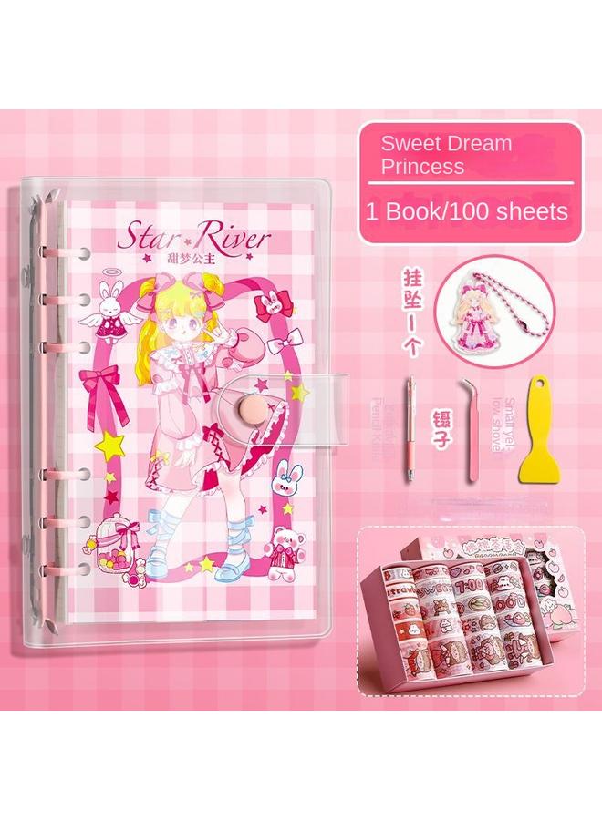 Bluejw Hand Ledger Suit Gift Box A Set Of Cute Girls Children's Hand Ledger Notebook Primary School Students Stationery Tools Gift - Image 1