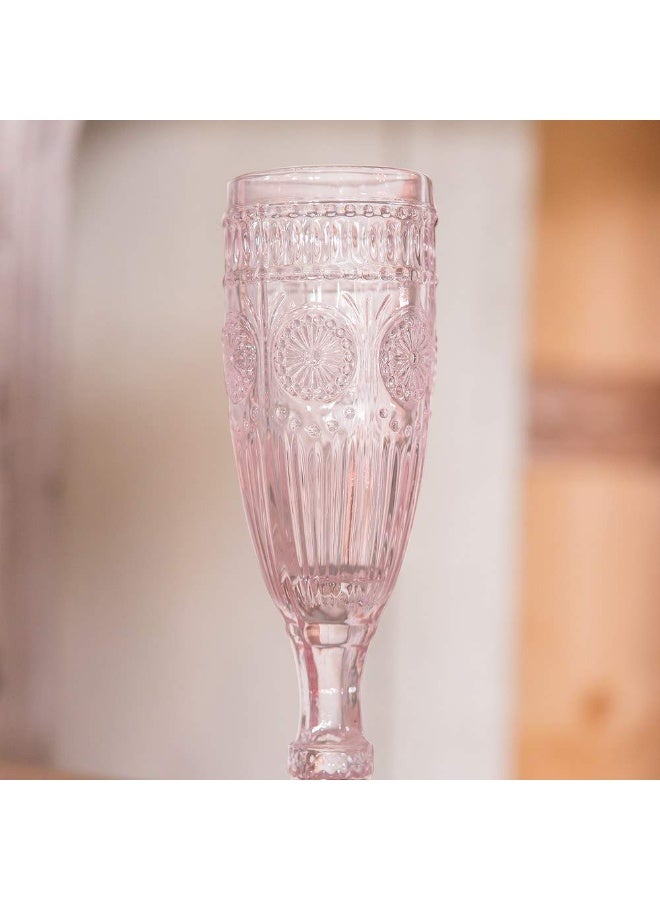 WEDDINGSTAR Vintage Style Pressed Glass Champagne Flute 6oz - Pink - Image 2