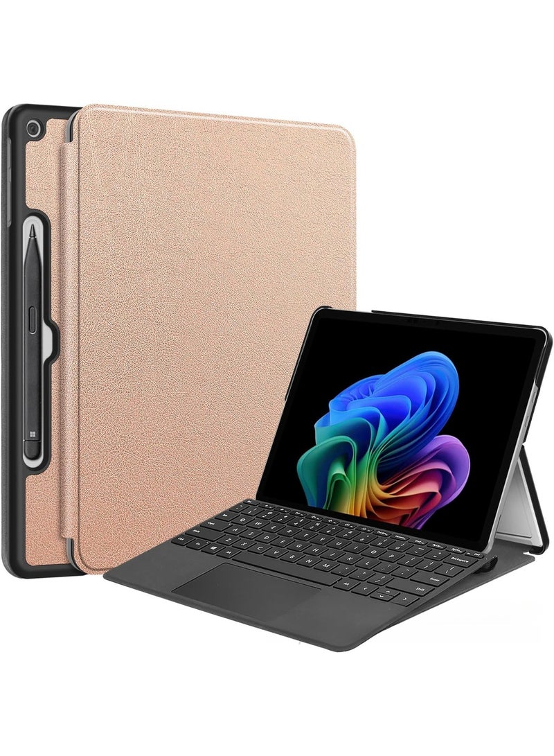 VKL Case Compatible with Microsoft Surface Pro 12 12 Inch (2025),Shockproof Robust Hard Shell Protective Cover with Multi-Angle Stand,Slim Protective Case (Rose Gold)