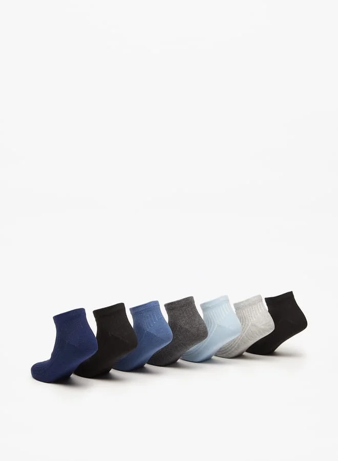 JUNIORS Boys Textured Ankle Length Socks - Set of 7