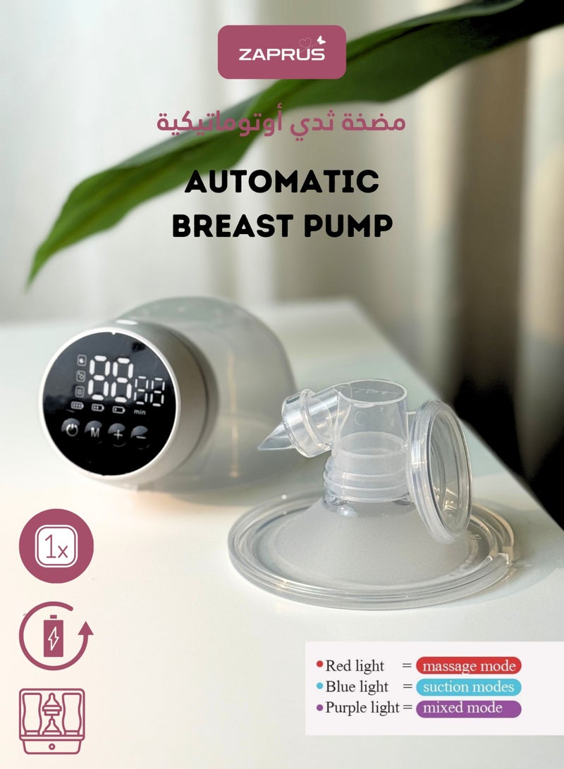 زابروس مضخة ثدي كهربائية قابلة للارتداء بدون استخدام اليدين، منخفضة الضوضاء، قابلة لإعادة الشحن مع 3 أوضاع × 10 مستويات، سيليكون غذائي خالي من BPA، محمولة ومريحة للأمهات المرضعات (فلنجات 24 مم و28 مم) - Image 2