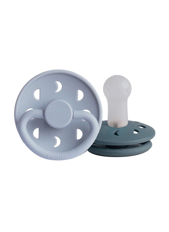 FRIGG Pack Of 2 Moon Phase Silicone Baby Pacifier 6-18M, Powder Blue/Slate - Size 2 