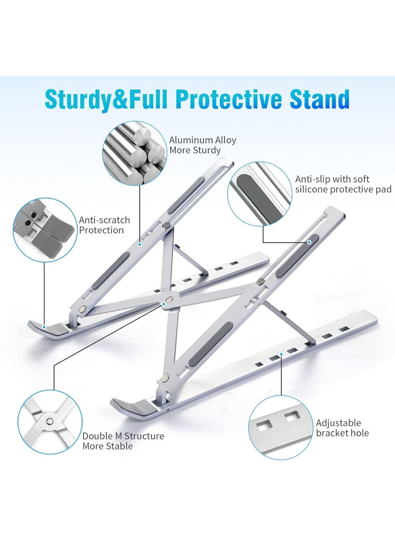 Generic Laptop Stand for Desk, Adjustable Laptop Riser, Foldable Portable Laptop Holder, Ventilated Cooling Notebook Stand, for MacBook Pro Air, Lenovo, Dell, HP, Laptops,Tablet, ABS+Silicone Materials  - Image 2