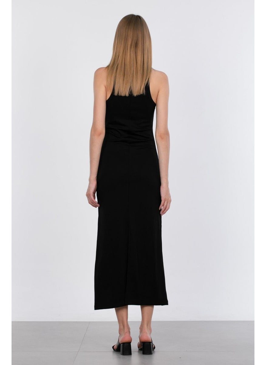 Tena Women's Black Swimmer Model Back Slit Basic Dress  - Image 5