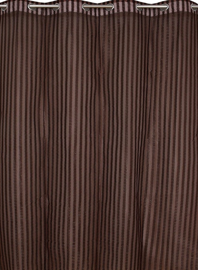 YUKANY Zig Zac Tissue Transparent Plain Net Sheer Door & Windows Grommets Curtains | Parda | Pack of 2 (Coffee Brown, 4 x 9 ft) - Image 3