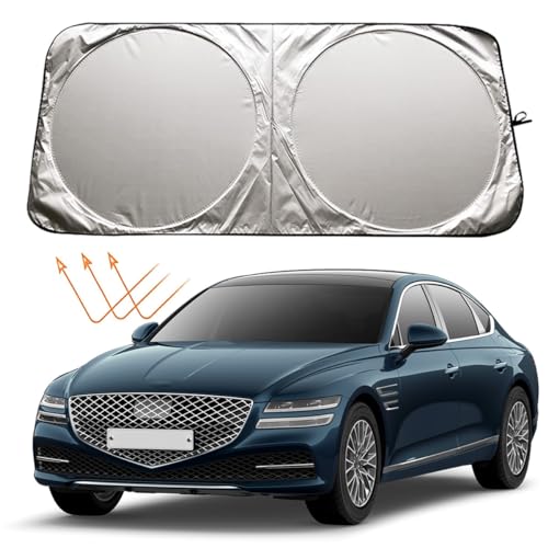 XHRING Car Windshield Sun Shade Sunshade Compatible with Genesis G80 20172026 GV70 20222026 GV80 20212026 G70 20192025 2026 G90 GV60 20232025 2026 Accessories Foldable Car Front Window Sun Shield - Image 1