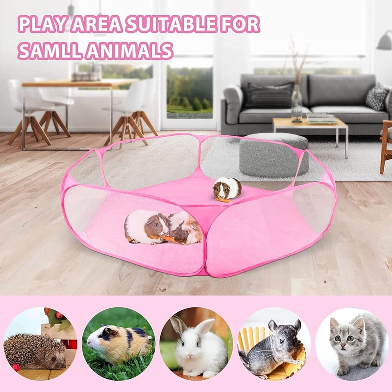 Rypet Guinea Pig Playpen - Breathable & Transparent Pet Playpen Pop Open Outdoor/Indoor Exercise Fence, Portable Yard Fence for Guinea Pig, Rabbits, Hamster, Chinchillas and Hedgehogs - Image 5