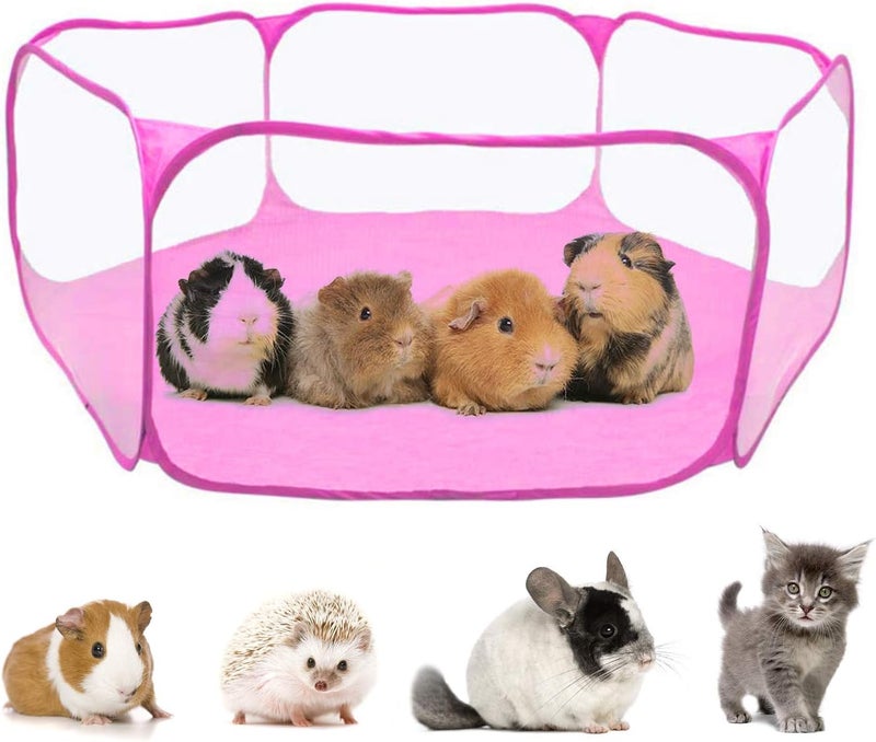 Rypet Guinea Pig Playpen - Breathable & Transparent Pet Playpen Pop Open Outdoor/Indoor Exercise Fence, Portable Yard Fence for Guinea Pig, Rabbits, Hamster, Chinchillas and Hedgehogs - Image 1