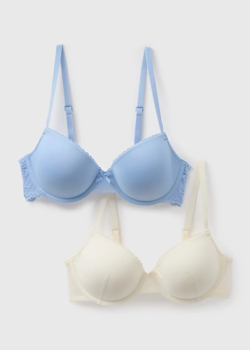 Matalan 2 Pack Blue & Cream T-Shirt Bra