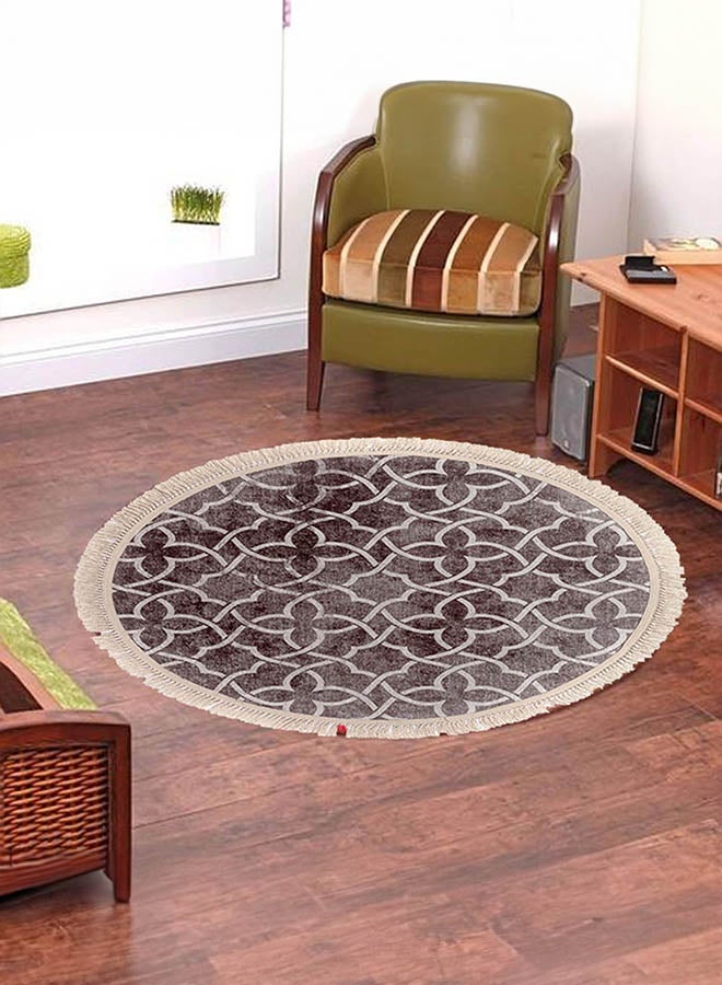 In-House Classic Design Turkish Round Decorative Carpet - Choco - 120x120 cm - Image 1
