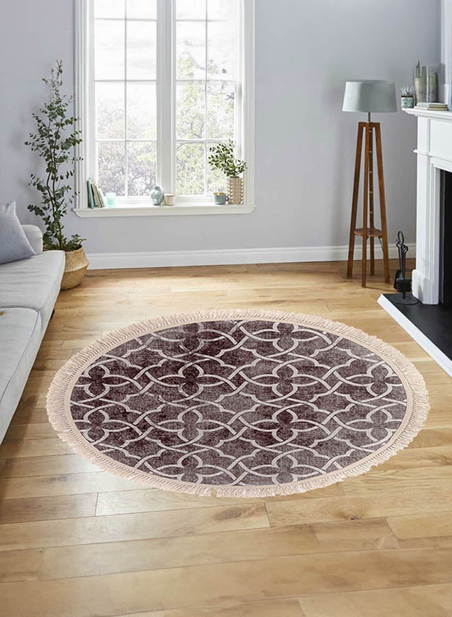 In-House Classic Design Turkish Round Decorative Carpet - Choco - 120x120 cm - Image 2