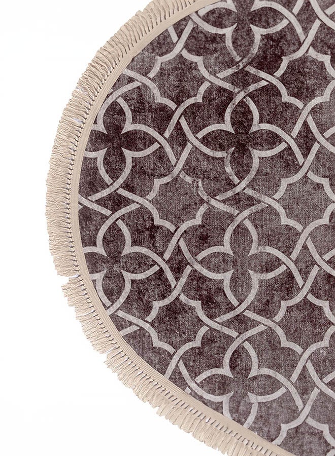 In-House Classic Design Turkish Round Decorative Carpet - Choco - 120x120 cm - Image 4