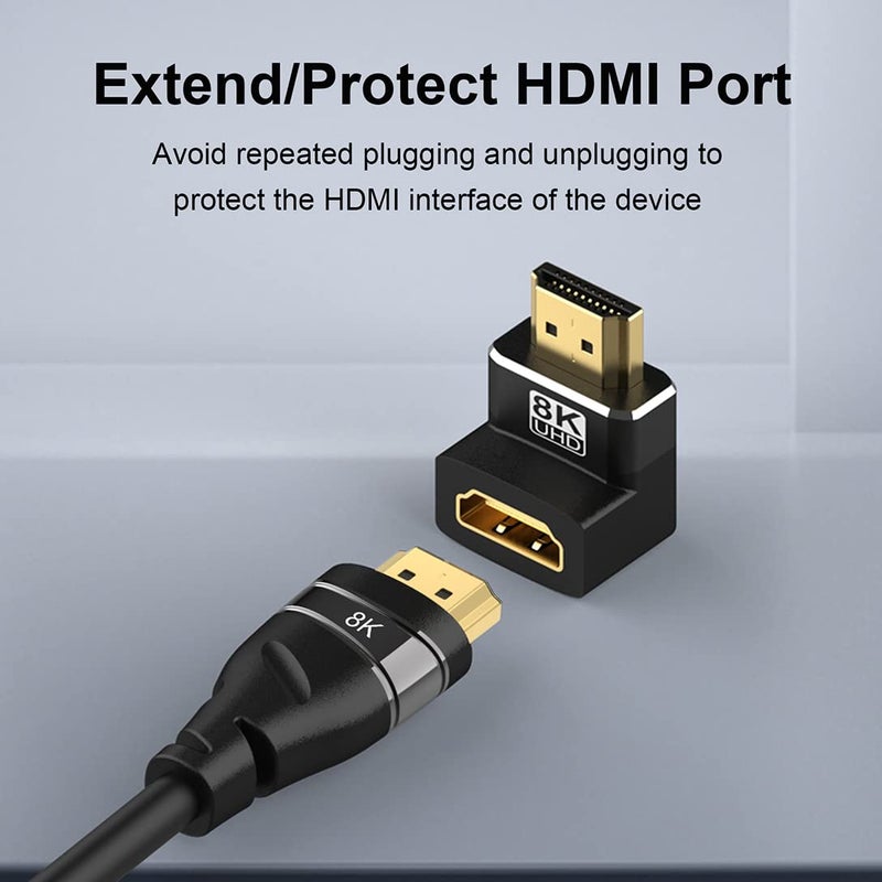 Warmstor 4 Pack 8K HDMI 2.1 Male to Female Adapter Connector Up Down Left Right Angle 90 270 Degree Gold Plated Support 8K@60Hz,4K@120Hz,HDR,eARC for PC Laptop HDTV Switch PS4 PS5 - Image 4