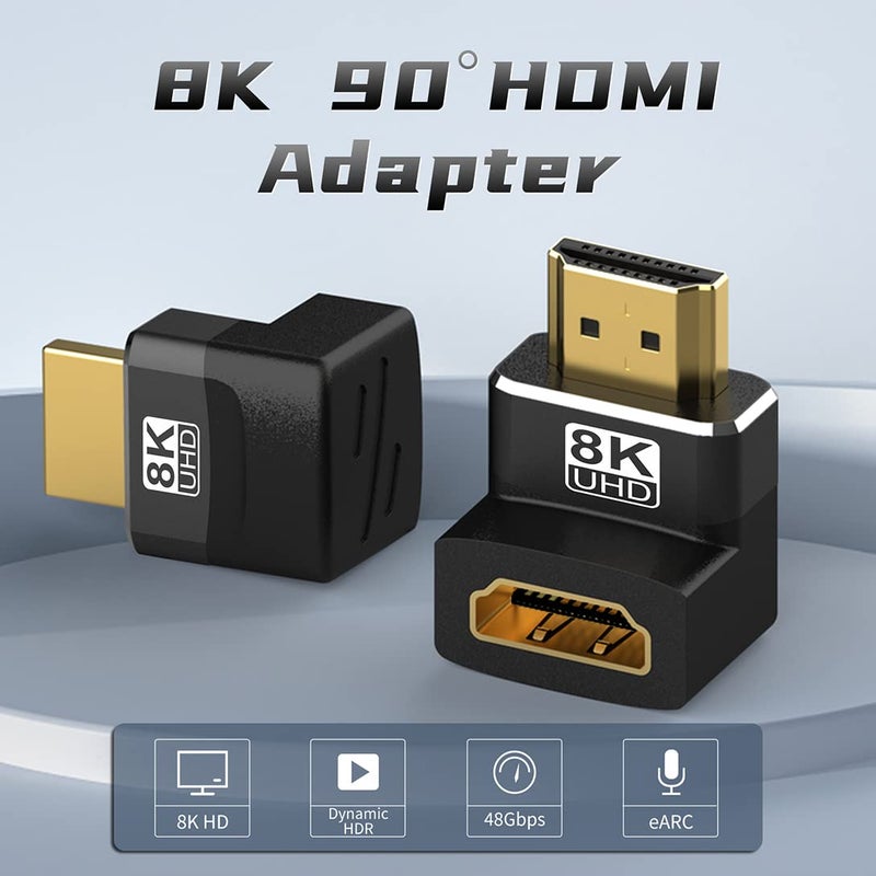 Warmstor 4 Pack 8K HDMI 2.1 Male to Female Adapter Connector Up Down Left Right Angle 90 270 Degree Gold Plated Support 8K@60Hz,4K@120Hz,HDR,eARC for PC Laptop HDTV Switch PS4 PS5 - Image 2