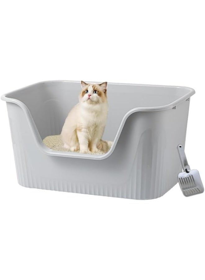 Neostyle NeoStyle Extra Large Litter Box, 78.5 * 54.5 * 40.9cm Open Splash Proof High Side Litter Box, Better for Multi-Cat Households, Pet Safe Coating, Easier to Clean and More Sanitary (Uncovered, Grey)  - Image 2