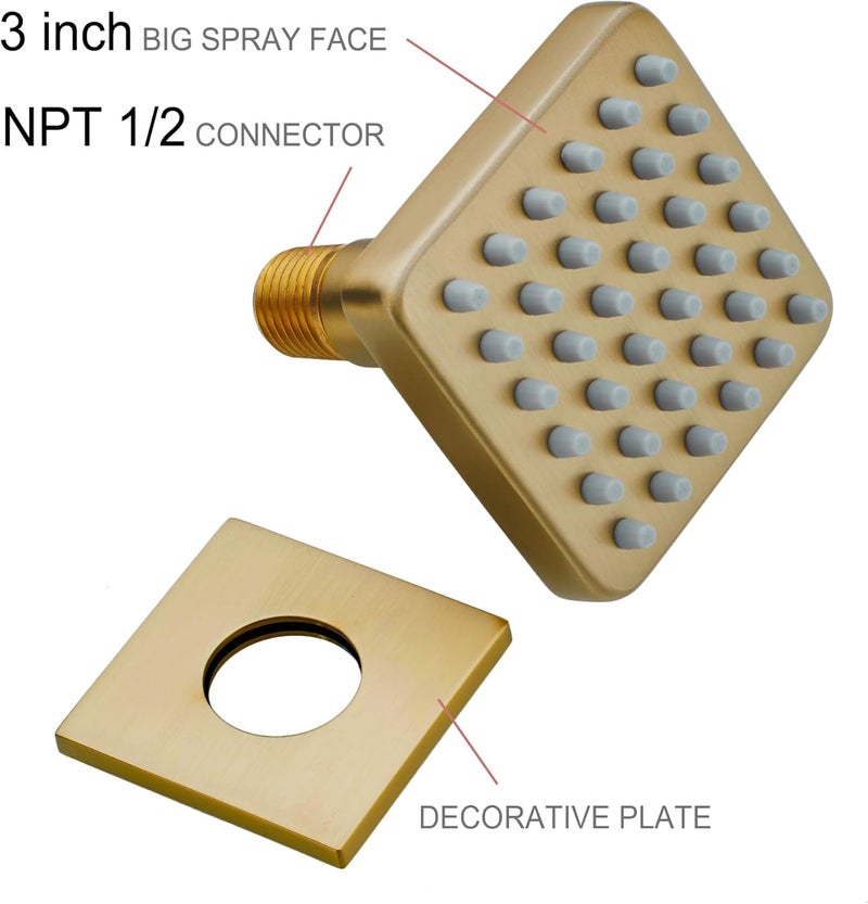 orhemus 3 inch Big Stainless Steel Body Spray Shower Jet - High Pressure Massage Side Sprayer Spa System Shower Set Adjustable Wall Mounted, Square Brushed Gold Brass Finish - Image 3