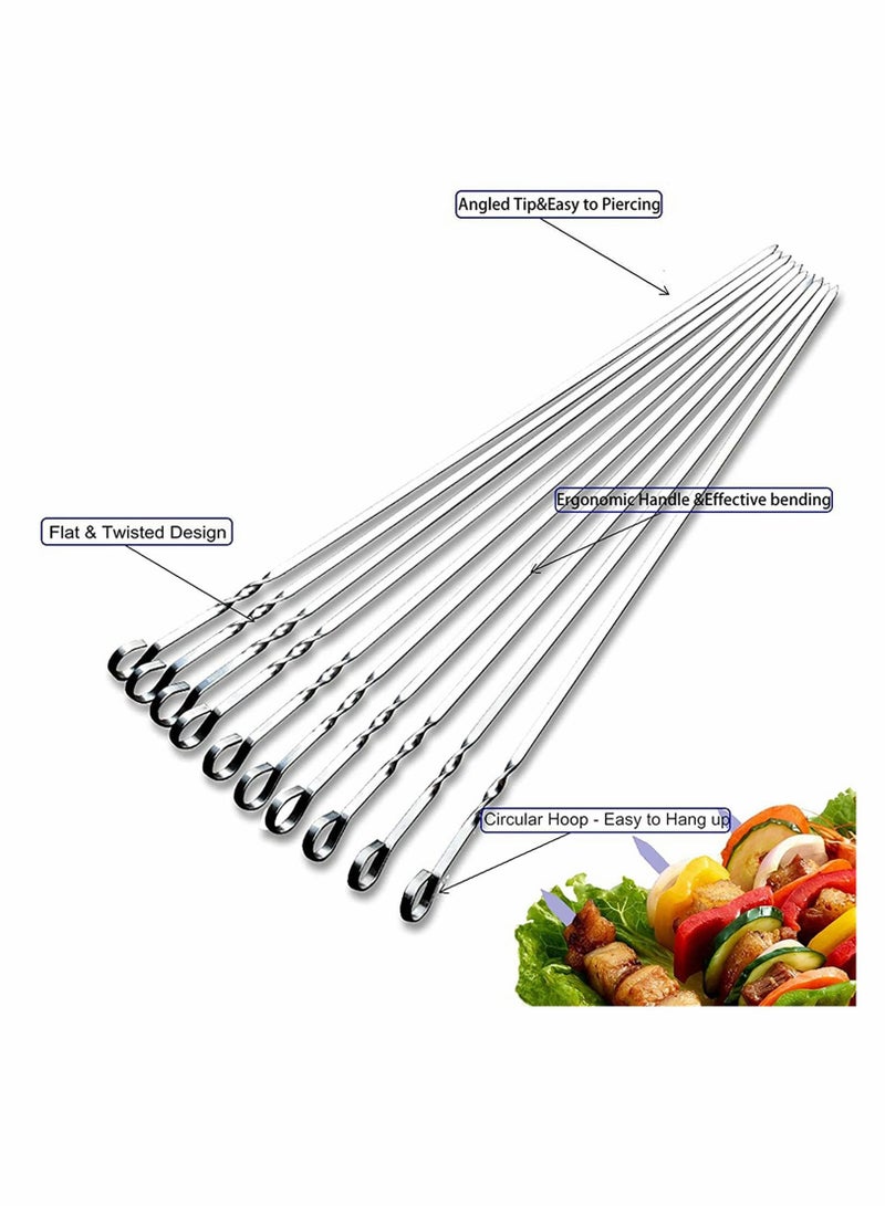 SYOSI 10 قطع سيخ باربكيو - 15 إنش من الفولاذ المقاوم للصدأ عريض مسطح أدوات الشواء القابلة لإعادة الاستخدام آمنة للغسيل في غسالة الصحون، أعواد الكباب، مناسبة للشواء في الهواء الطلق، تجمعات العائلة والهدايا - Image 4